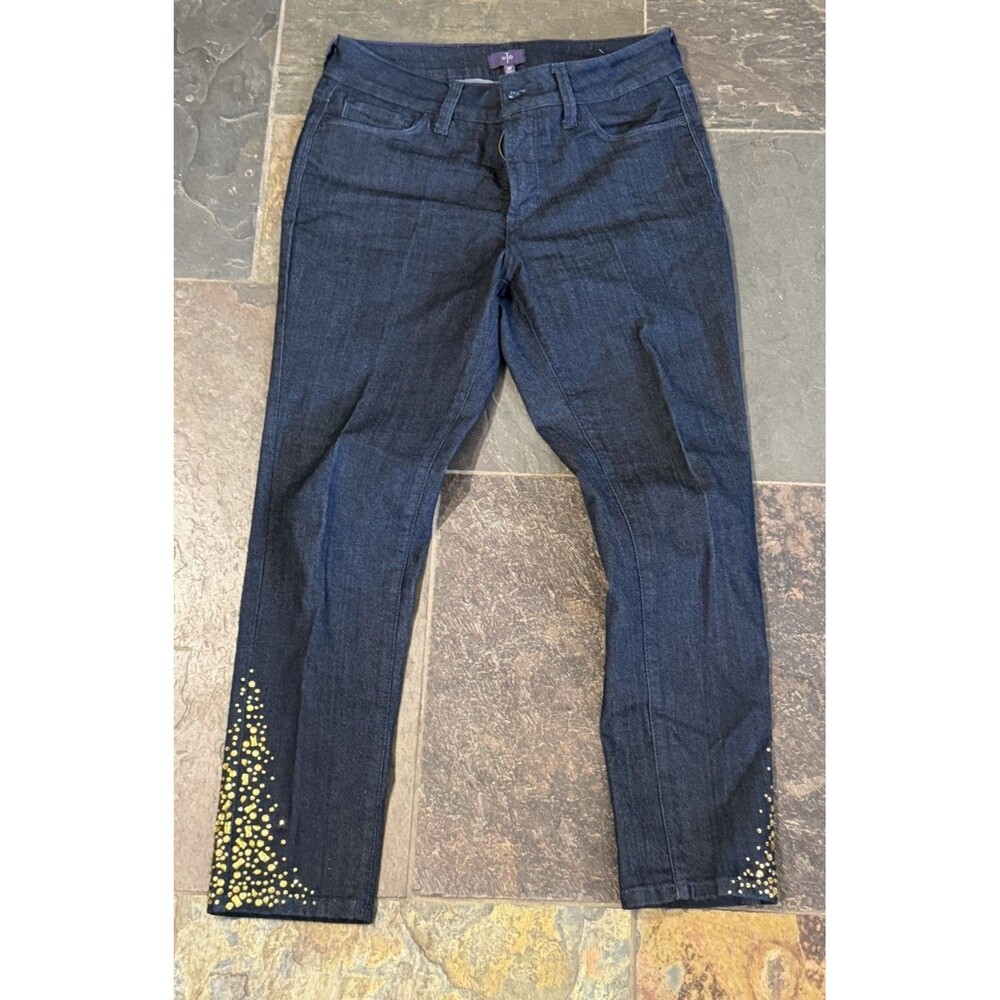 NYDJ Amira Jewel Embellished Ankle Jeans Dark Enzyme 8p